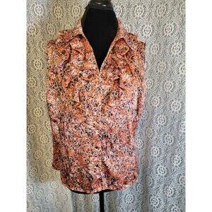 Alex Marie Womens Petite XL Ruffled Blouse Coral